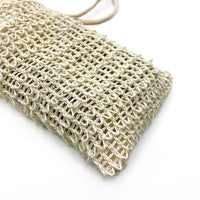 sisal soap saver bag close up texture with soap biodegradable