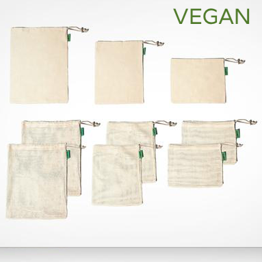 Reusable Produce Bags - Organic Cotton - Set of 9 - EcoRoots