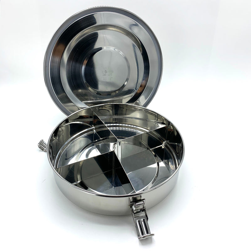 Stainless steel food container medium round with dividers airtight plastic free Life Without Plastic