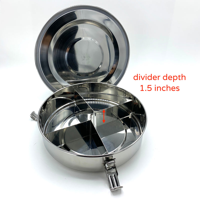 Stainless Steel Airtight Food Storage Container - Round with Dividers - 18.4cm / 7.25in - Life Without Plastic