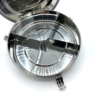 Stainless Steel Airtight Food Storage Container - Round with Dividers - 18.4cm / 7.25in - Life Without Plastic