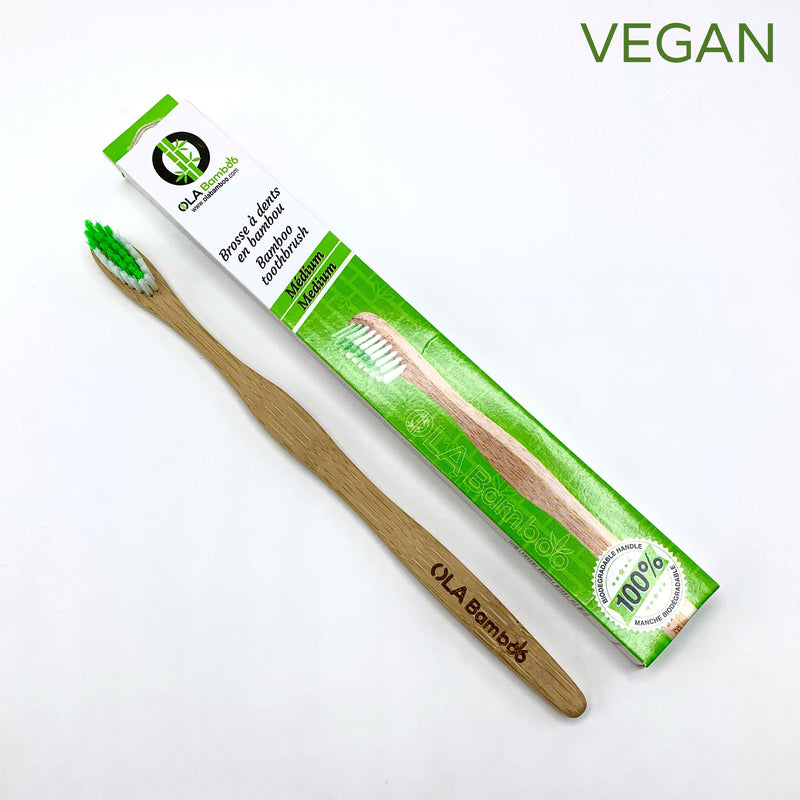 OLA Bamboo medium toothbrush green plastic free