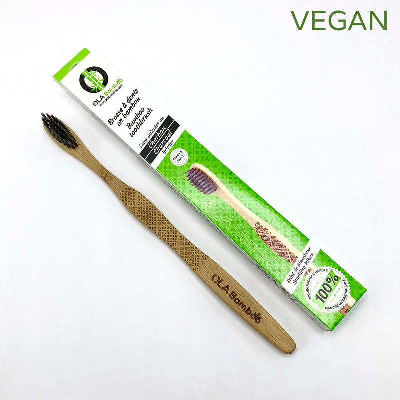 OLA Bamboo toothbrush charcoal plastic free