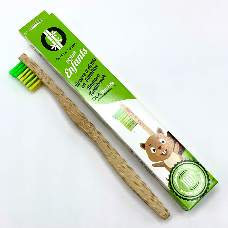 Toothbrush - Kids - SOFT - YELLOW / GREEN - OLA Bamboo