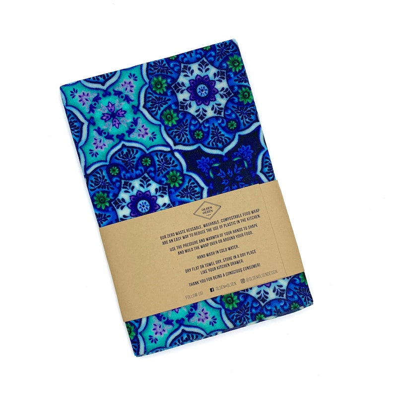 Wax Food Wraps - Beeswax - 3 pack - Blue Mandala - OLSEN+OLSEN