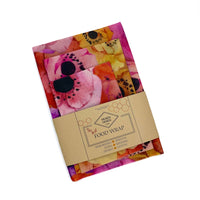 Wax food wrap beeswax bright flowers natural organic compostable plastic free