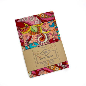 Wax food wrap beeswax red paisley natural organic compostable plastic free