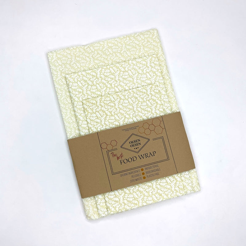 Wax food wrap beeswax white flowers natural organic compostable plastic free