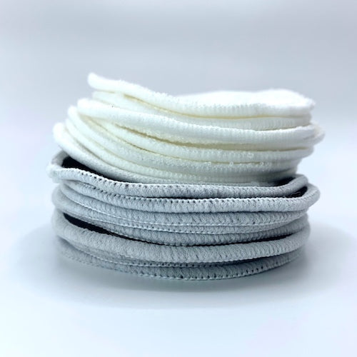 close up stack of all natural reusable facial rounds cotton and bamboo plastic free