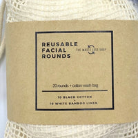 Natural reusable facial rounds combo pack label details plastic free