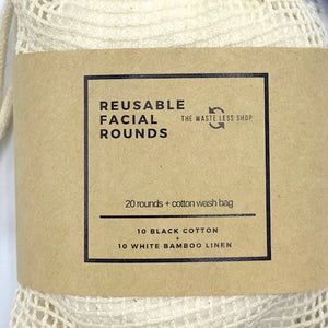 Natural reusable facial rounds combo pack label details plastic free