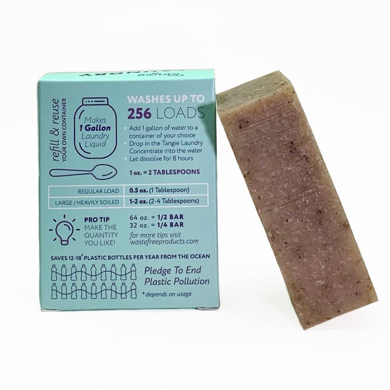 Tangie laundry paste bar vegan biodegradable plastic free instructions on box