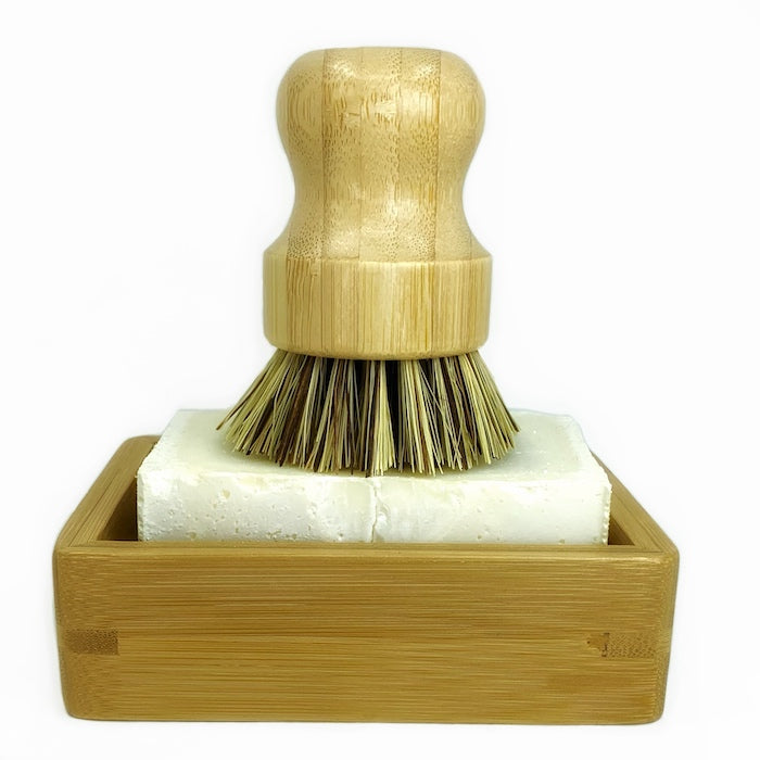 dish scrub brush heavy duty sisal agave wood totally plastic free on soap