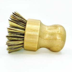 dish scrub brush heavy duty sisal agave wood totally plastic free side